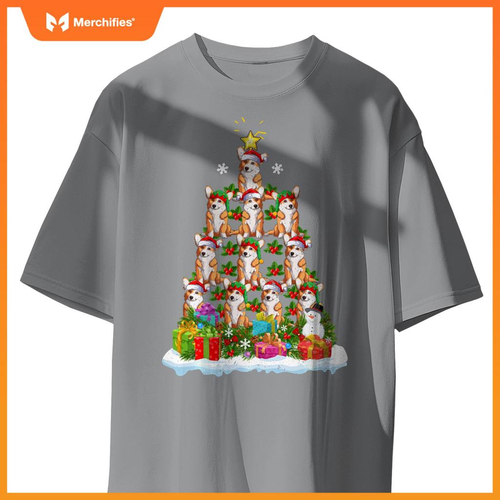 Xmas Decoration Santa Corgi Dog Christmas Tree T-Shirt