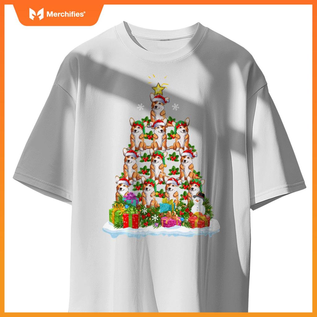 Xmas Decoration Santa Corgi Dog Christmas Tree T-Shirt