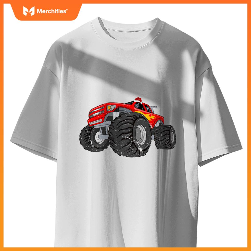 Xmas Lights Santa Monster Truck Christmas T-Shirt