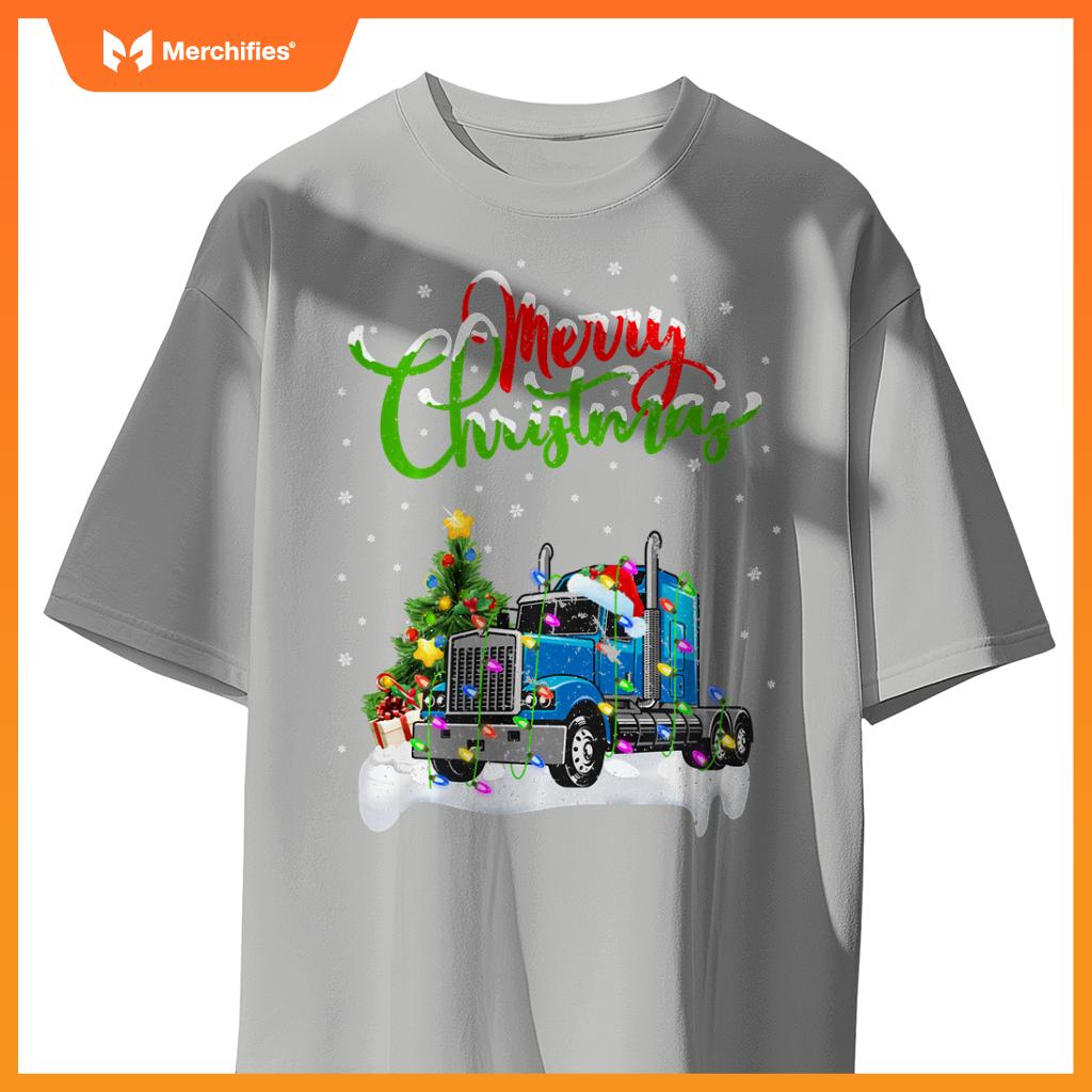 Xmas Tree Lighting Santa Hat Truck Christmas T-Shirt