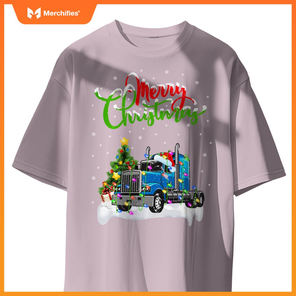 Xmas Tree Lighting Santa Hat Truck Christmas T-Shirt