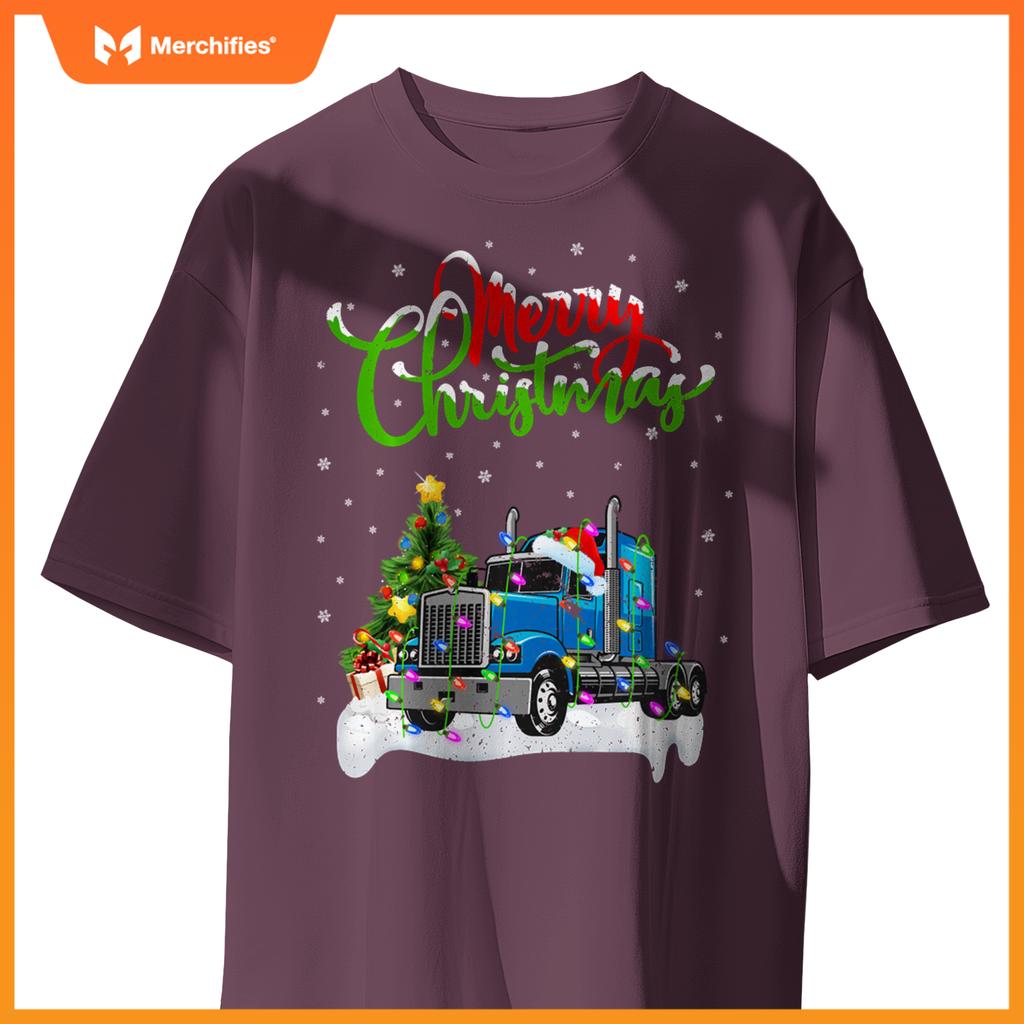 Xmas Tree Lighting Santa Hat Truck Christmas T-Shirt