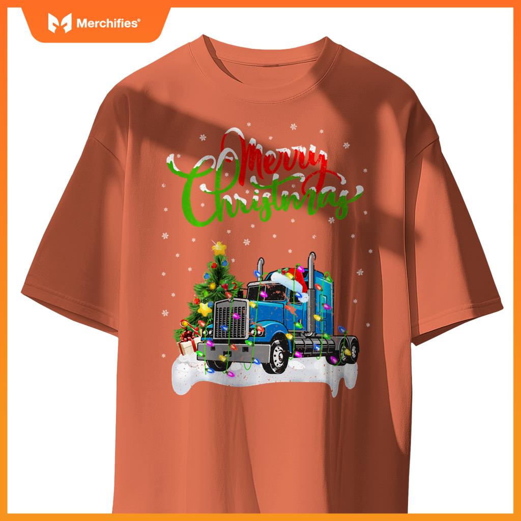 Xmas Tree Lighting Santa Hat Truck Christmas T-Shirt