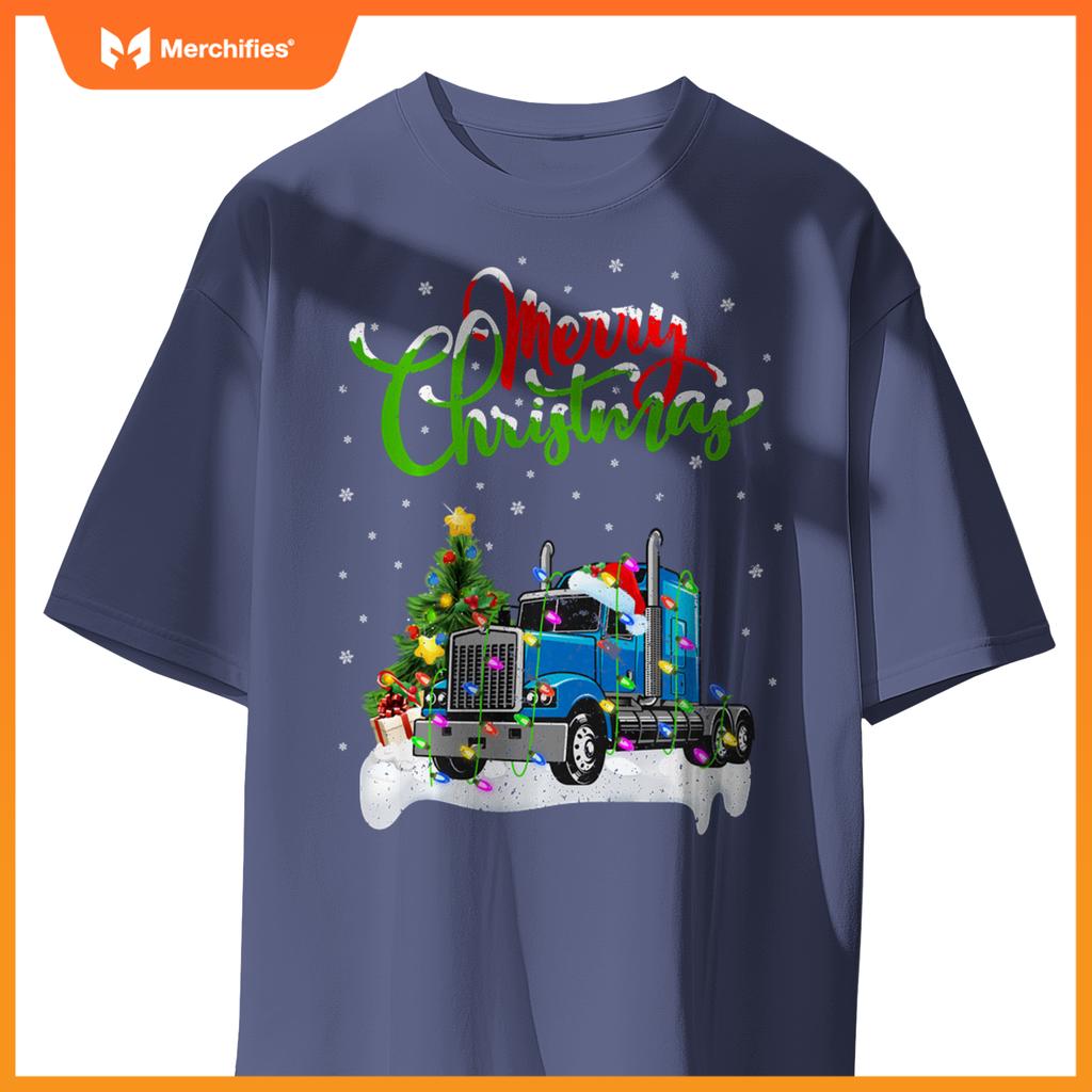 Xmas Tree Lighting Santa Hat Truck Christmas T-Shirt