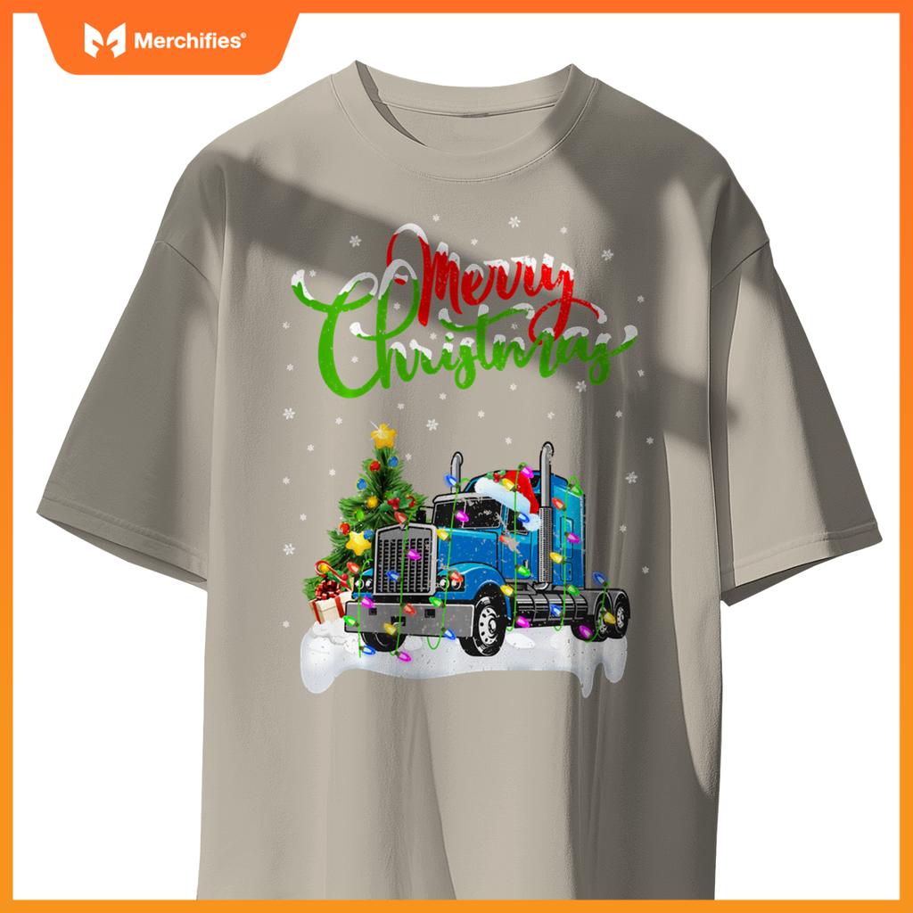 Xmas Tree Lighting Santa Hat Truck Christmas T-Shirt