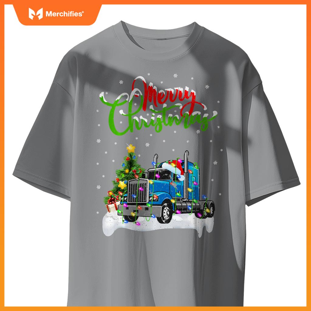 Xmas Tree Lighting Santa Hat Truck Christmas T-Shirt