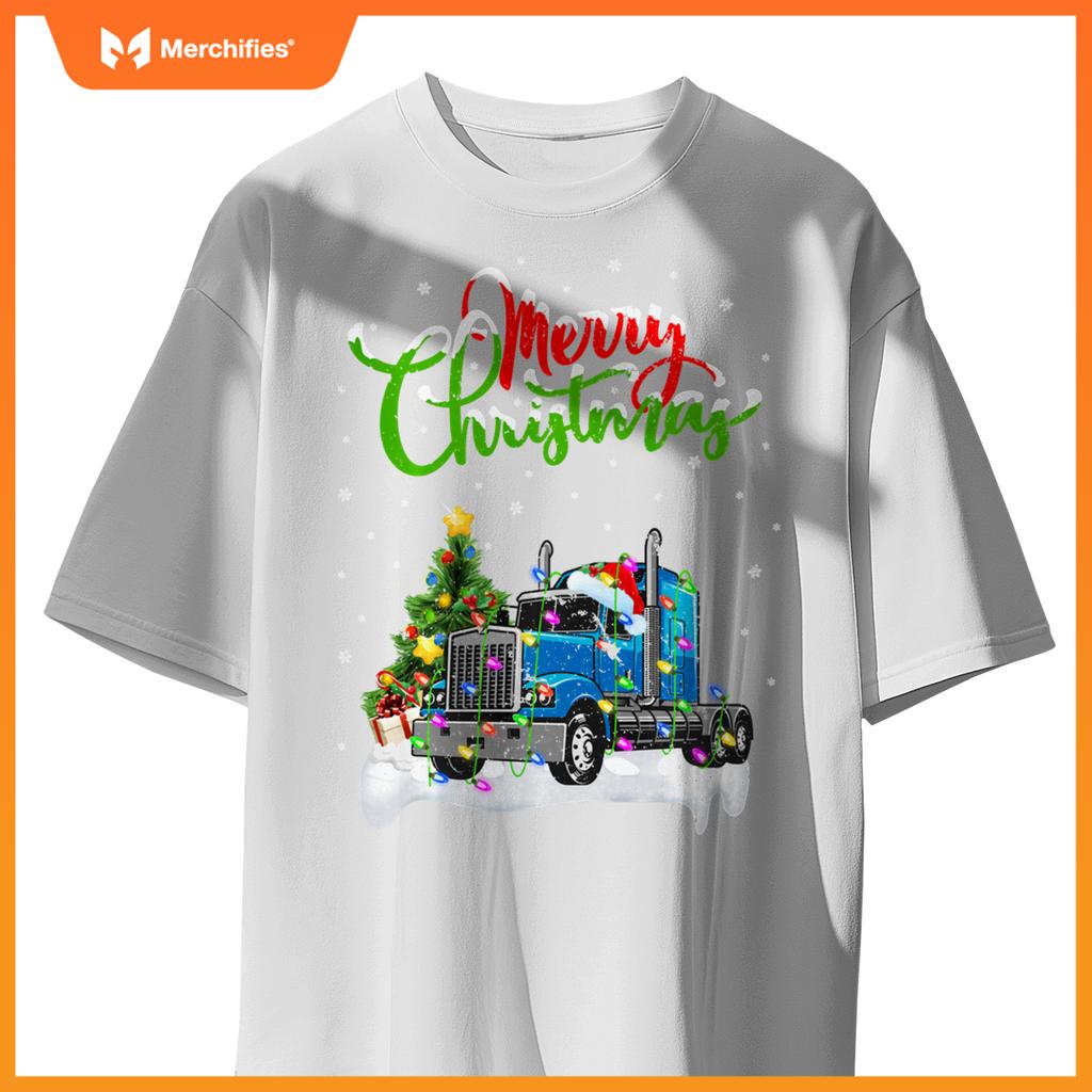 Xmas Tree Lighting Santa Hat Truck Christmas T-Shirt