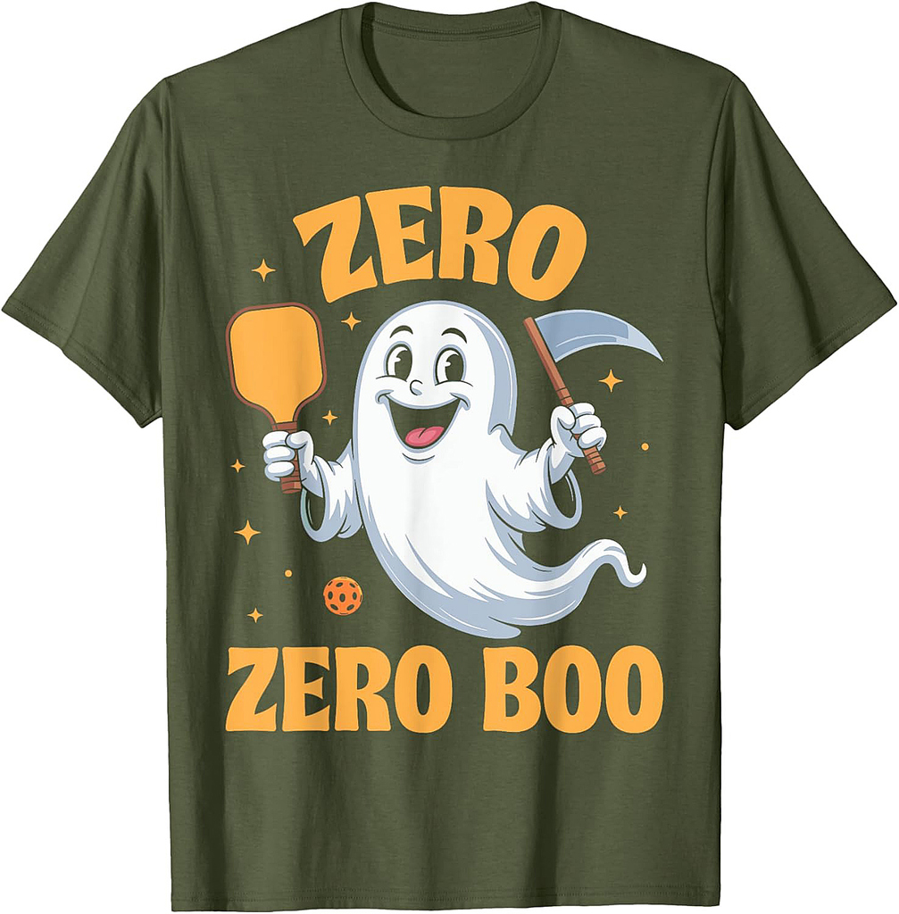 Zero Zero Boo Spooky Pickleball Lover Ghost Halloween T-Shirt