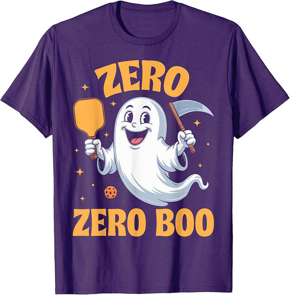 Zero Zero Boo Spooky Pickleball Lover Ghost Halloween T-Shirt