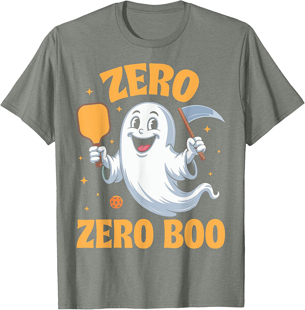 Zero Zero Boo Spooky Pickleball Lover Ghost Halloween T-Shirt