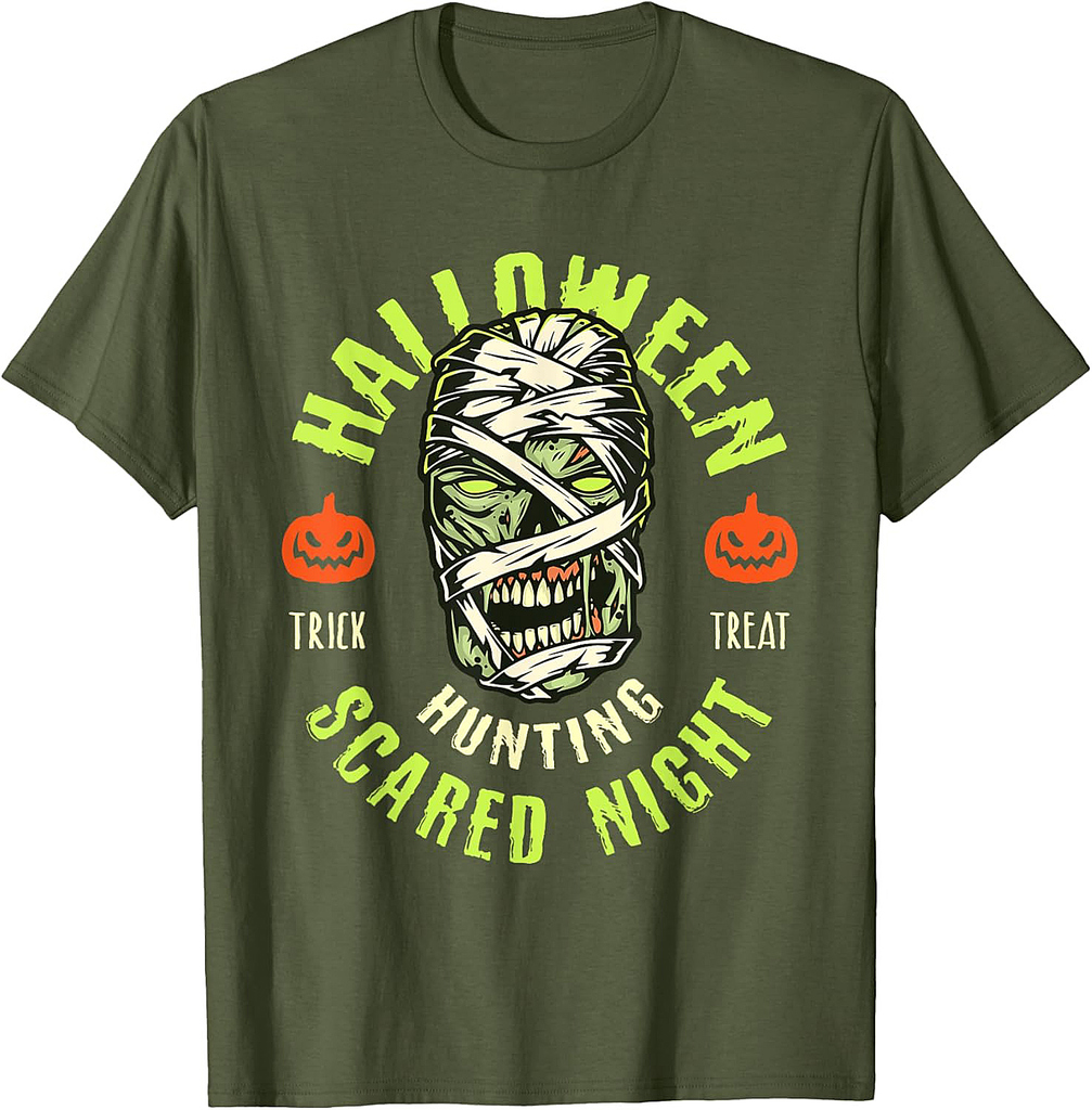 Zombie Mummy Funny Halloween Night Scared Spooky T-Shirt