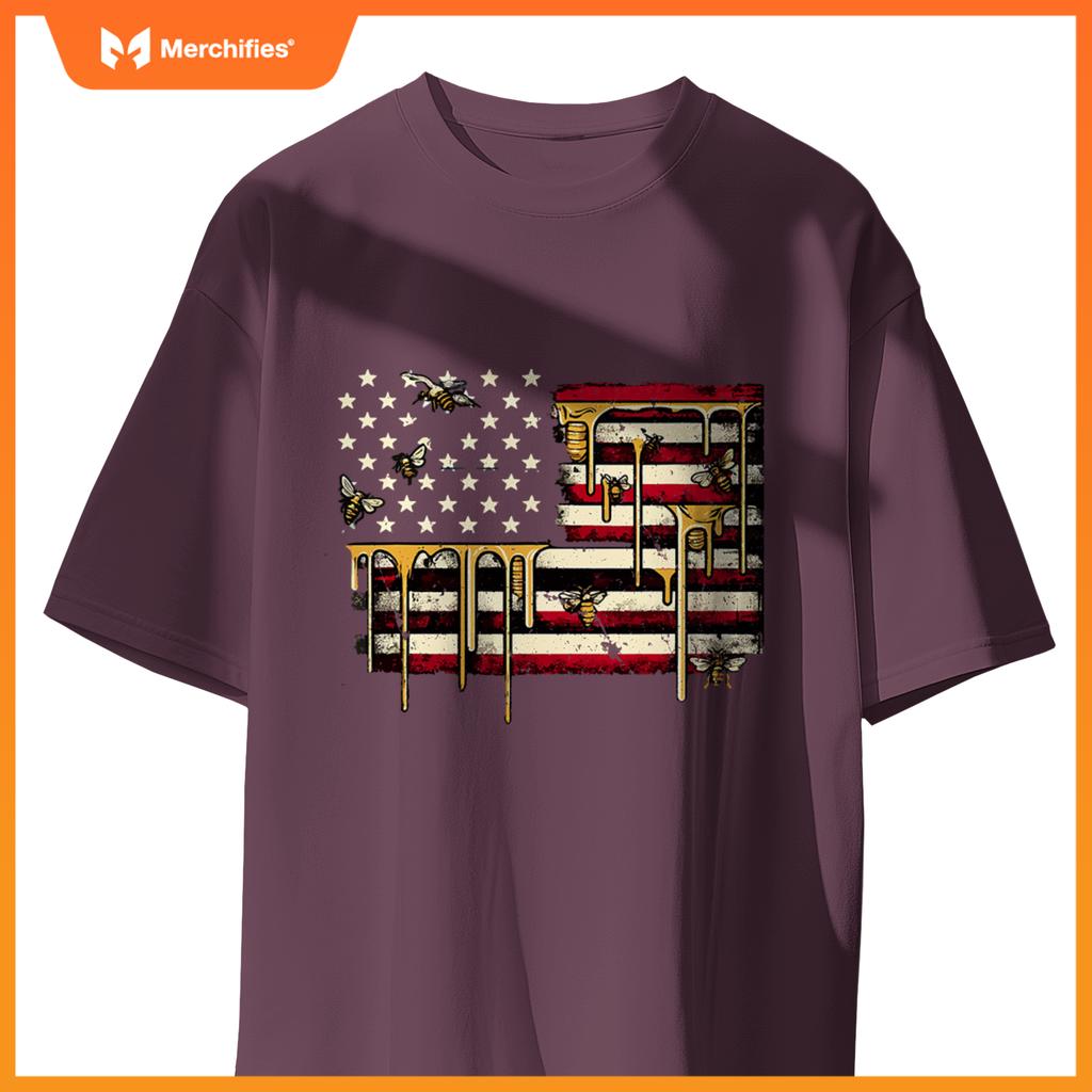 american flag & honeybee patriotic beekeeper beekeeping bees T-Shirt