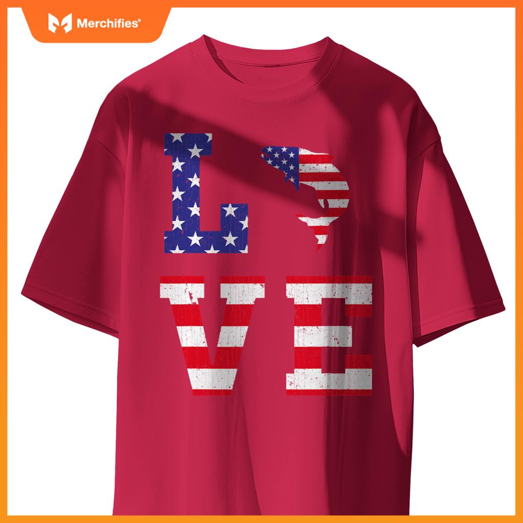 american flag patriotic salmon lover usa flag 4th of july T-Shirt