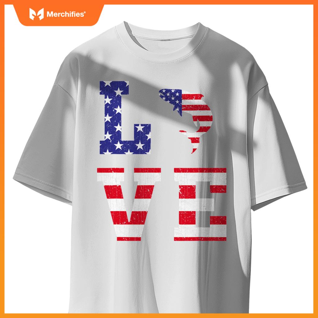 american flag patriotic salmon lover usa flag 4th of july T-Shirt