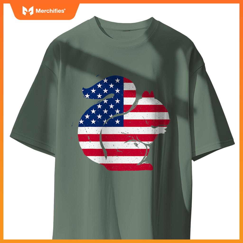 american flag squirrel patriotic chipmunk T-Shirt