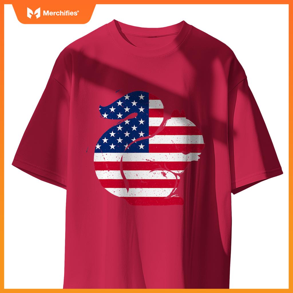 american flag squirrel patriotic chipmunk T-Shirt