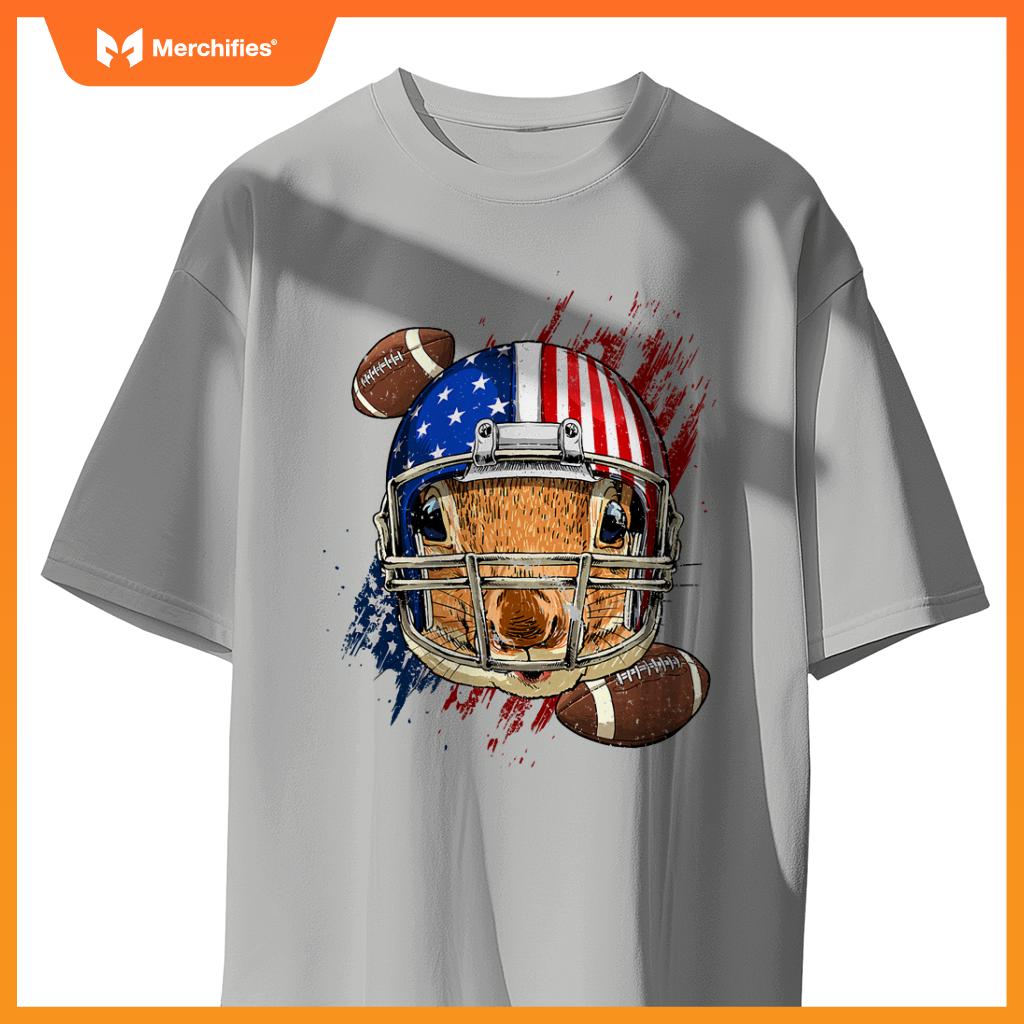 american football player squirrel lover patriotic animal T-Shirt