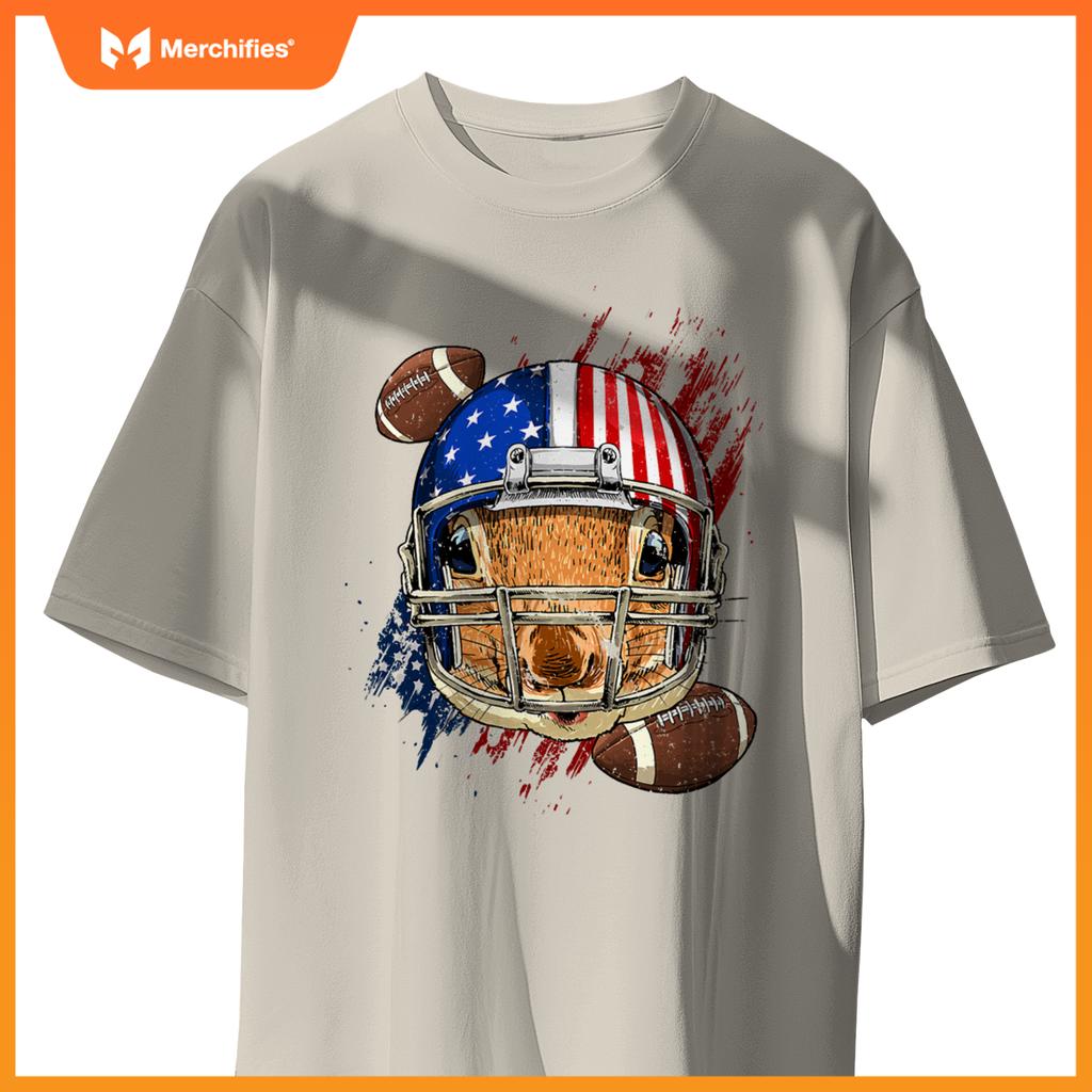 american football player squirrel lover patriotic animal T-Shirt