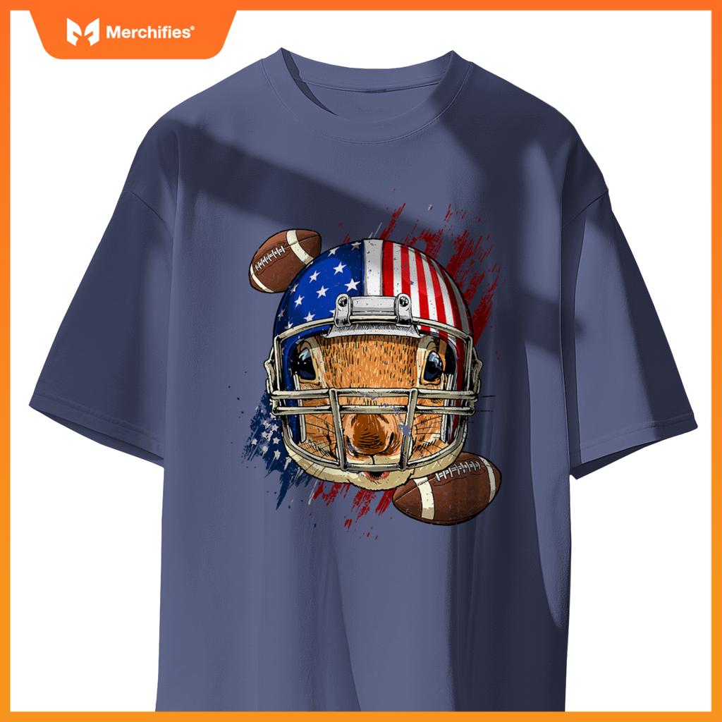 american football player squirrel lover patriotic animal T-Shirt