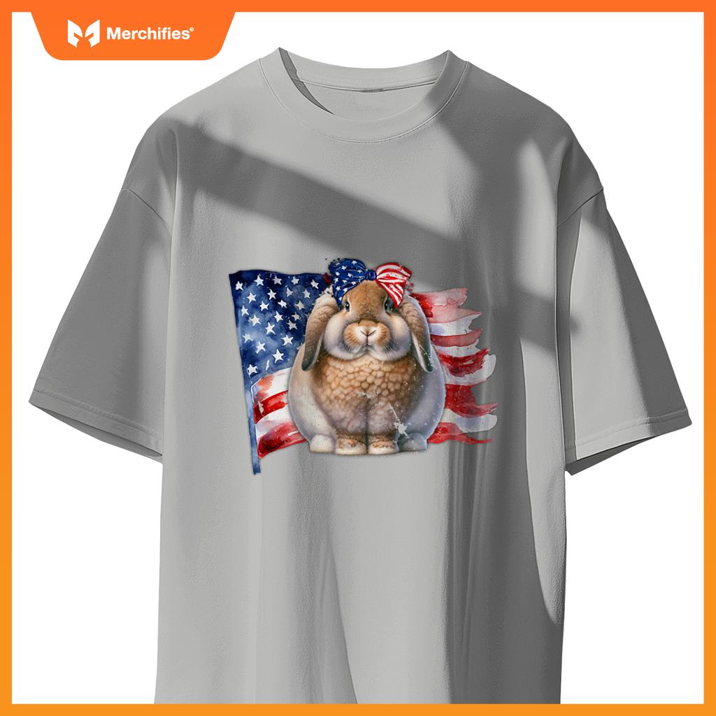 american fuzzy lop bunny rabbit patriotic flag T-Shirt