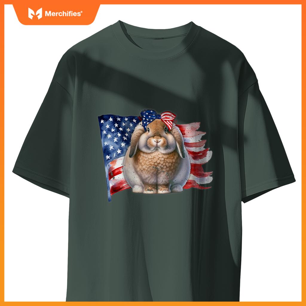 american fuzzy lop bunny rabbit patriotic flag T-Shirt