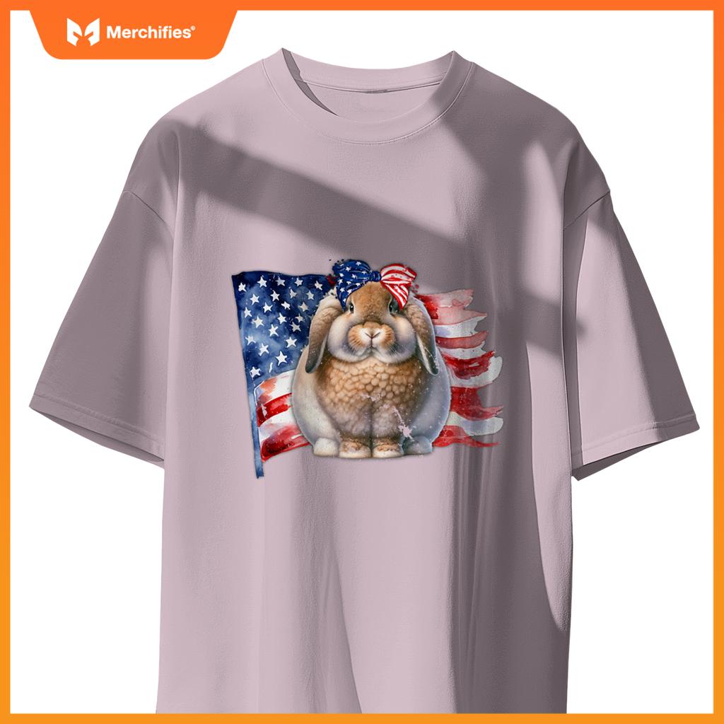 american fuzzy lop bunny rabbit patriotic flag T-Shirt