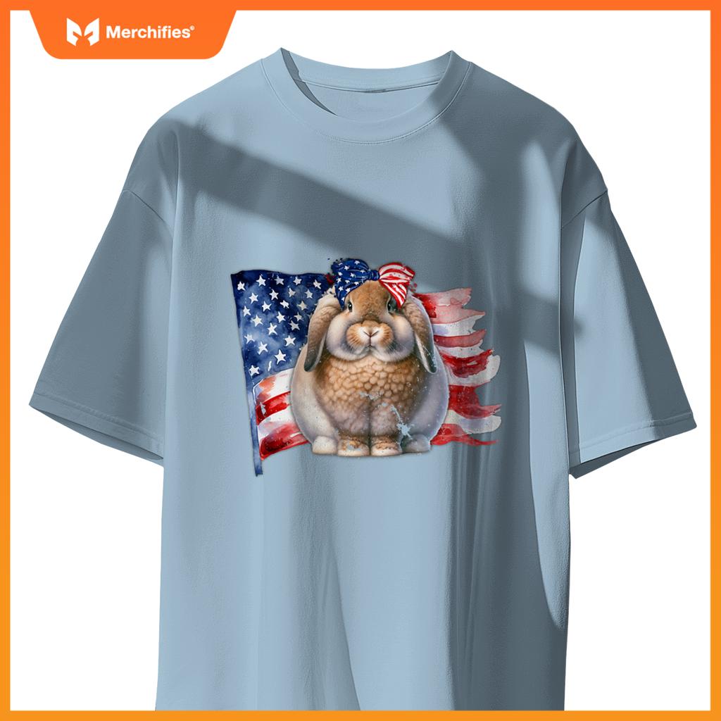 american fuzzy lop bunny rabbit patriotic flag T-Shirt