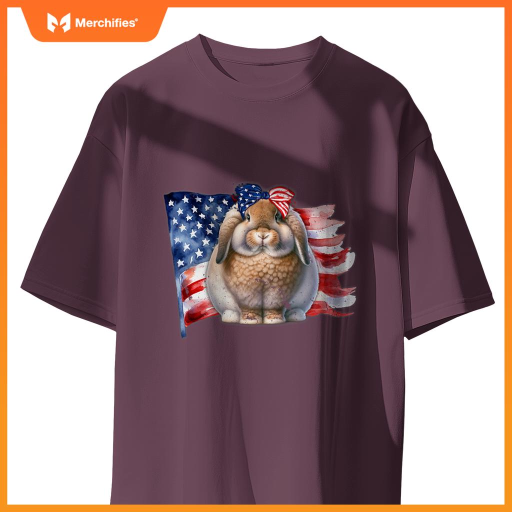 american fuzzy lop bunny rabbit patriotic flag T-Shirt