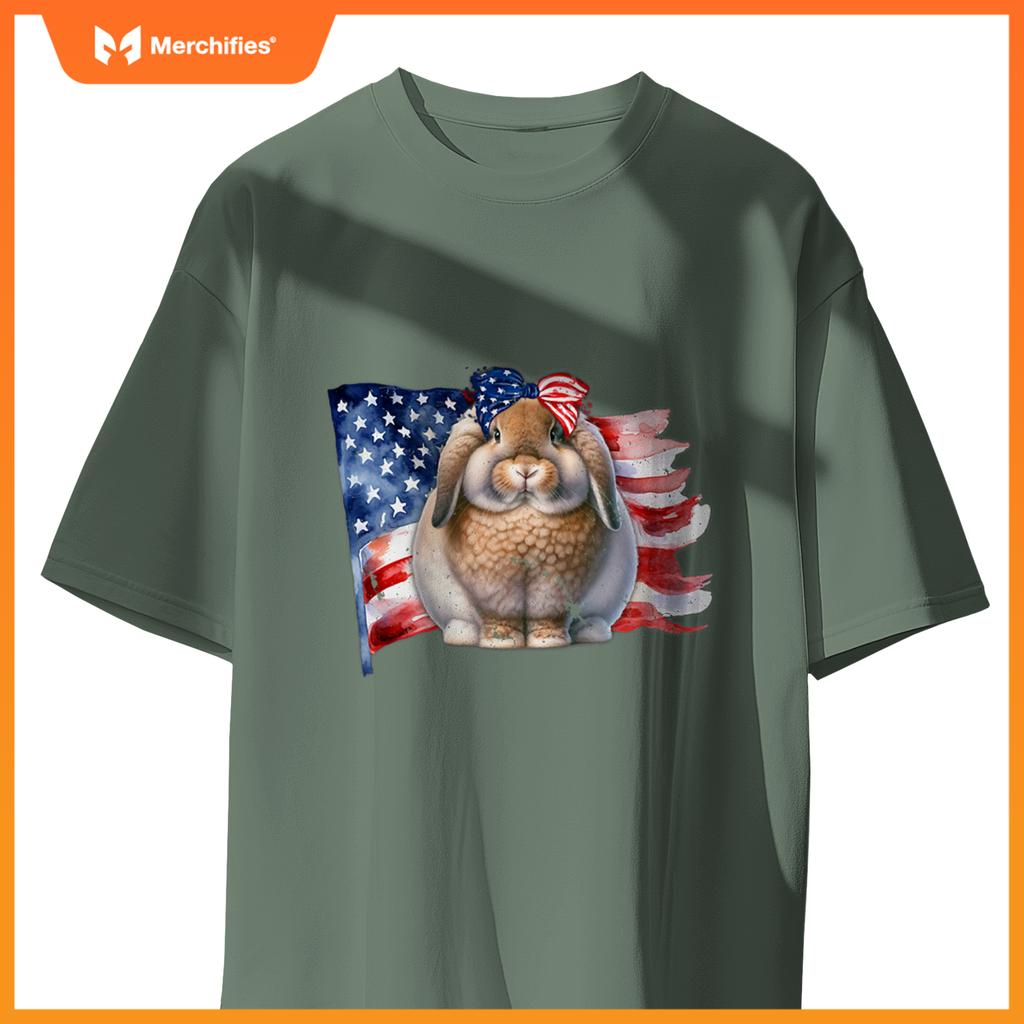 american fuzzy lop bunny rabbit patriotic flag T-Shirt