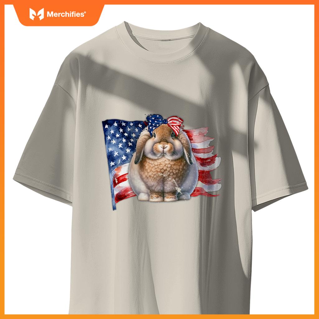 american fuzzy lop bunny rabbit patriotic flag T-Shirt