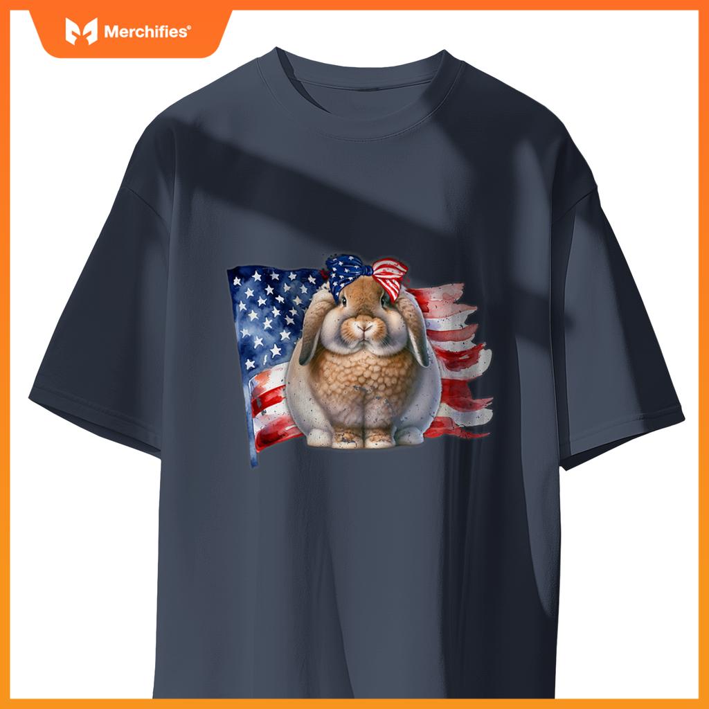 american fuzzy lop bunny rabbit patriotic flag T-Shirt