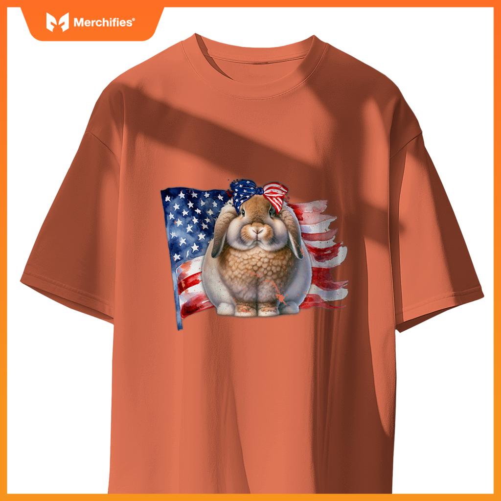 american fuzzy lop bunny rabbit patriotic flag T-Shirt