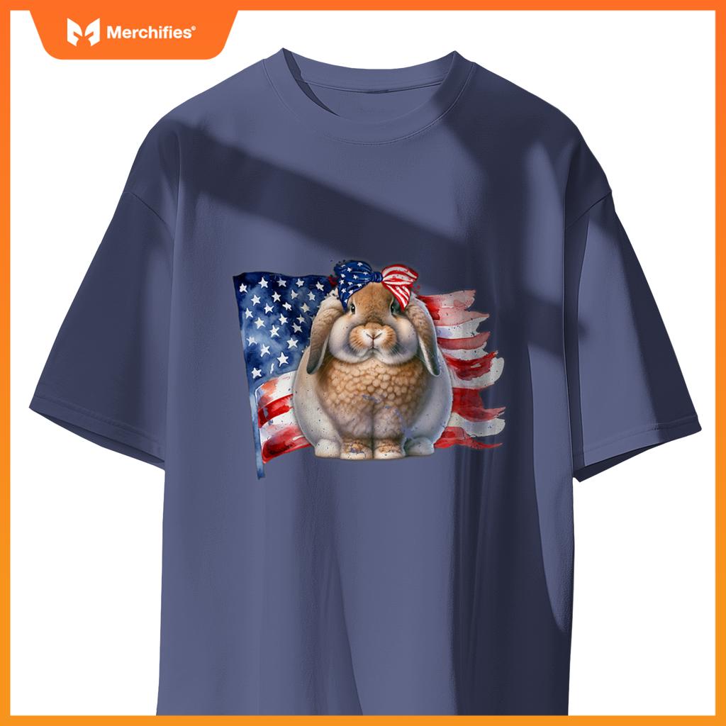 american fuzzy lop bunny rabbit patriotic flag T-Shirt