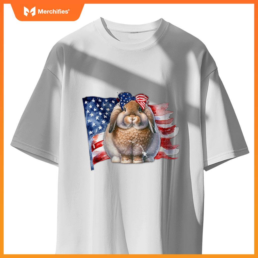 american fuzzy lop bunny rabbit patriotic flag T-Shirt