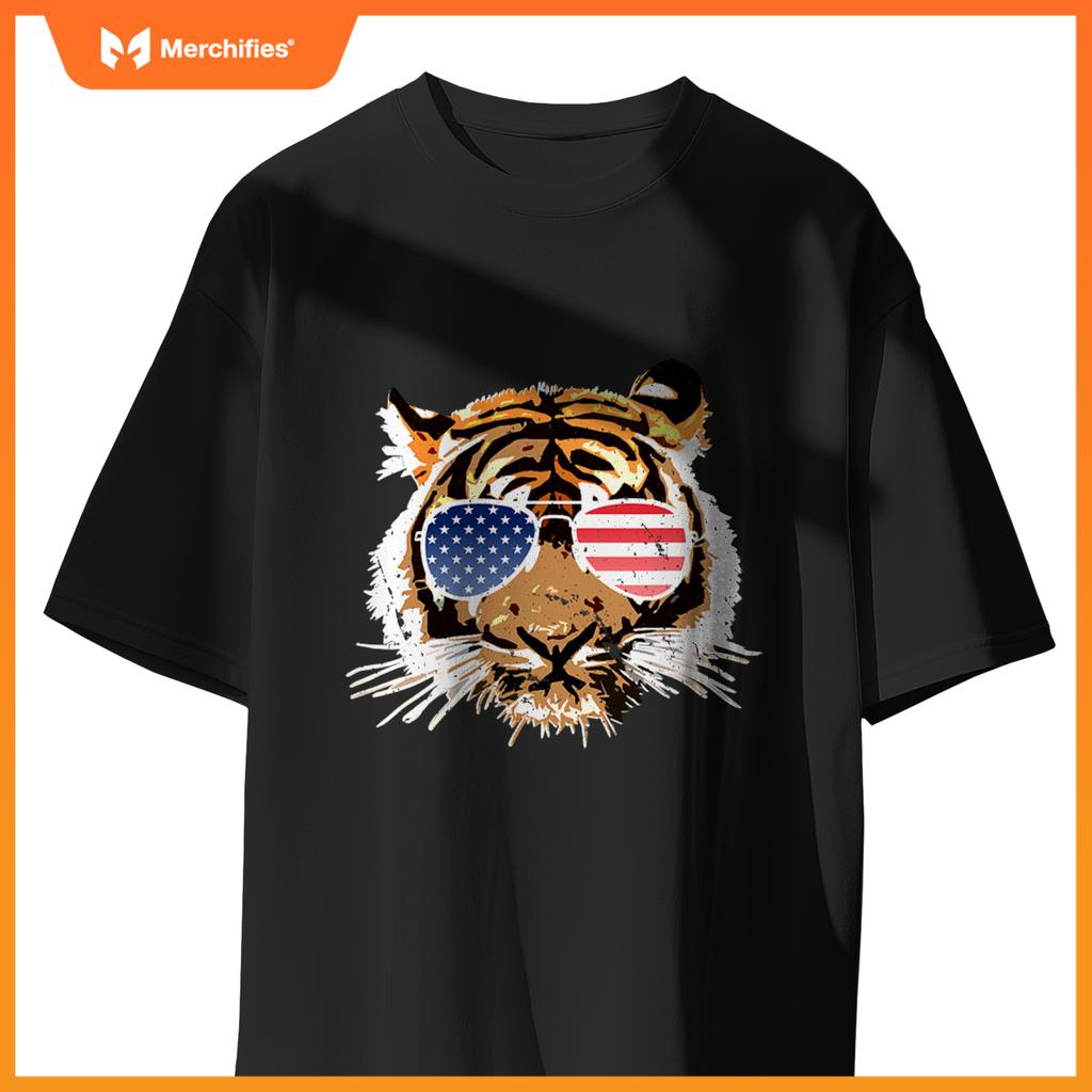 american sunglasses tiger kids boys patriotic fourth T-Shirt