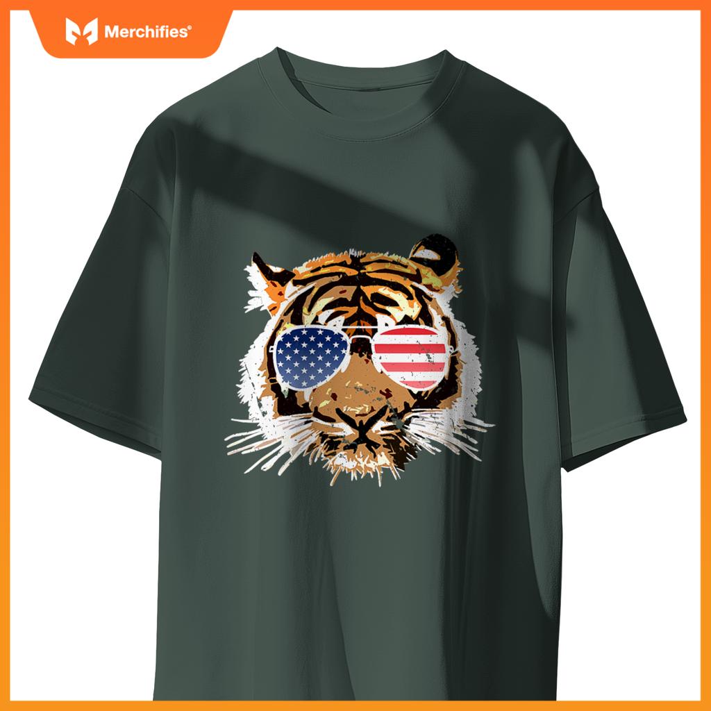 american sunglasses tiger kids boys patriotic fourth T-Shirt