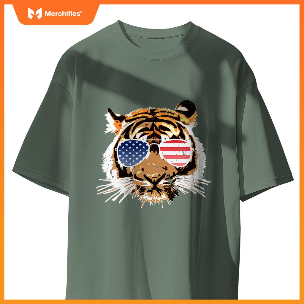 american sunglasses tiger kids boys patriotic fourth T-Shirt