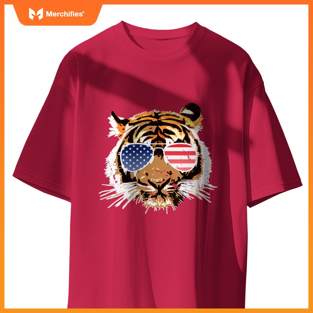 american sunglasses tiger kids boys patriotic fourth T-Shirt