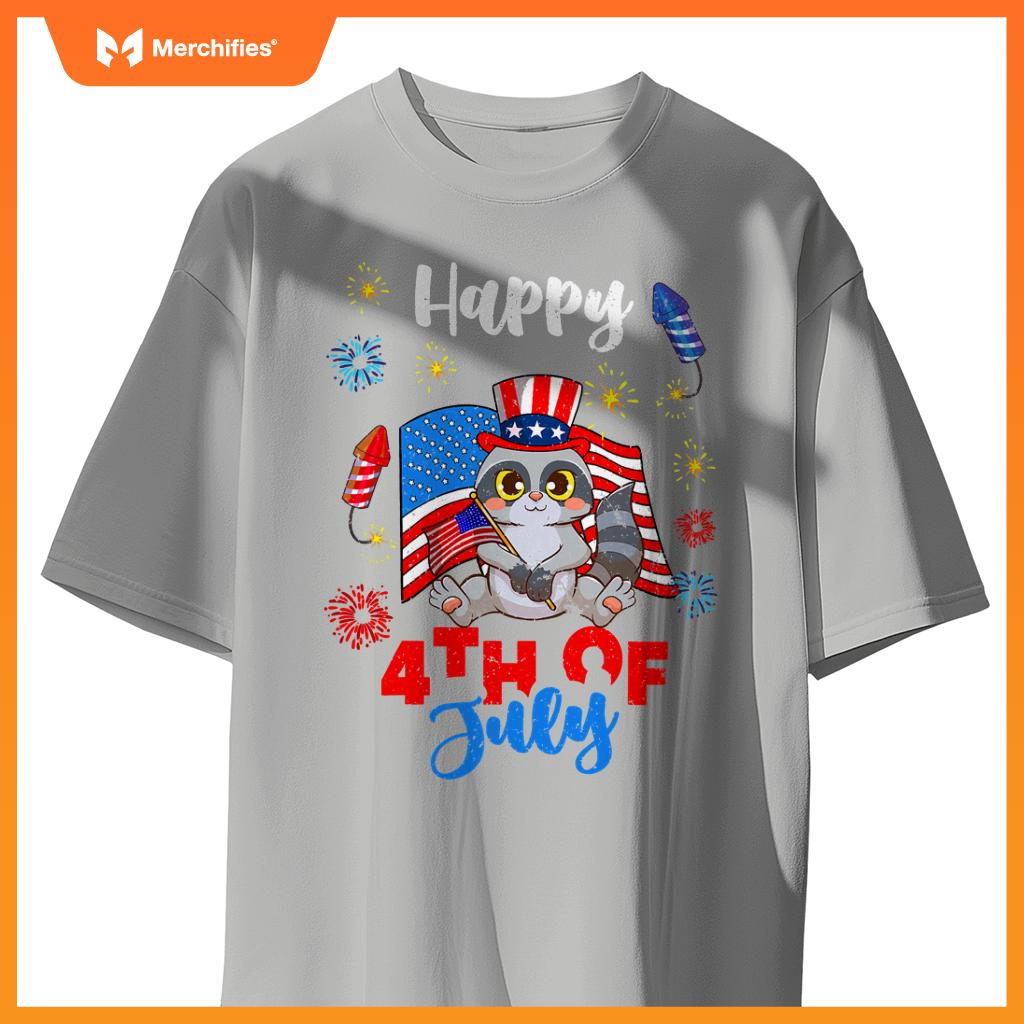 american usa patriotic 4th of july raccoon T-Shirt