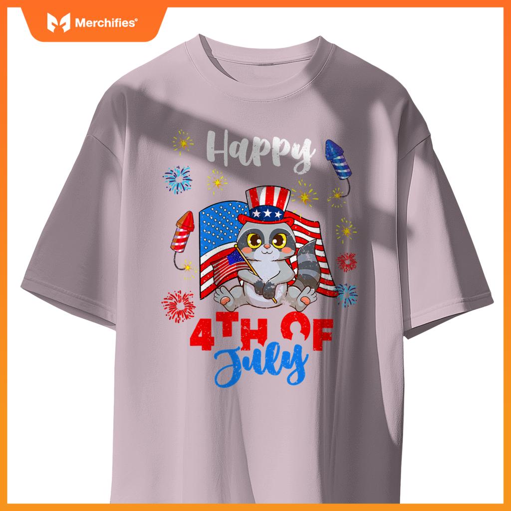 american usa patriotic 4th of july raccoon T-Shirt