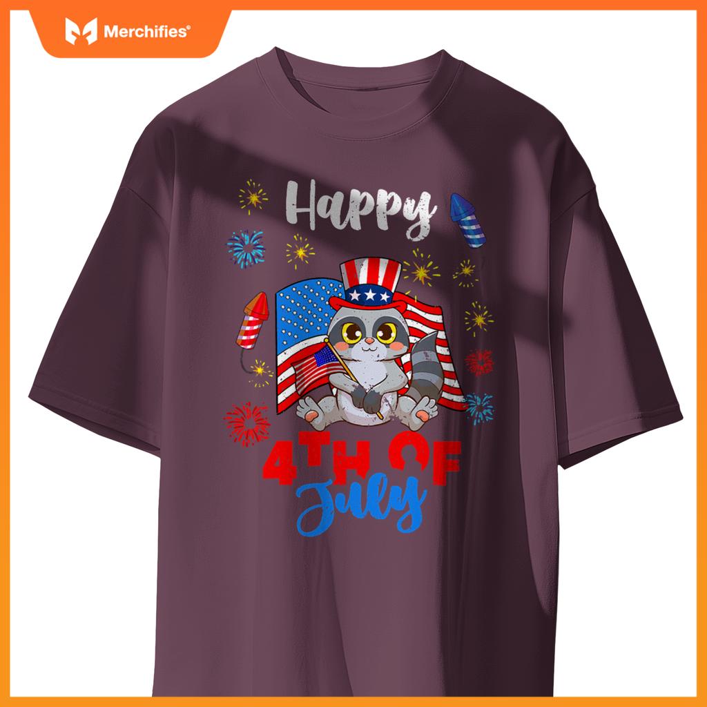 american usa patriotic 4th of july raccoon T-Shirt