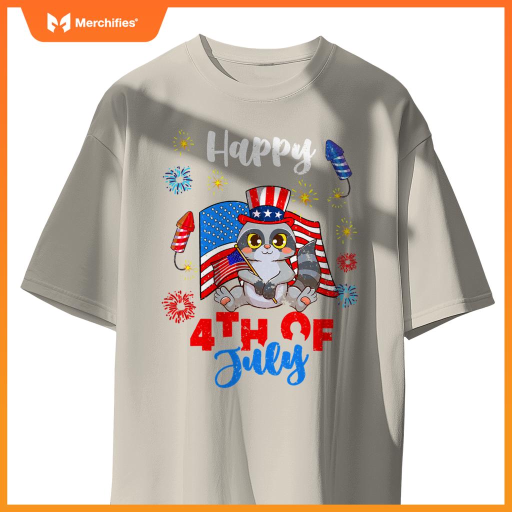 american usa patriotic 4th of july raccoon T-Shirt