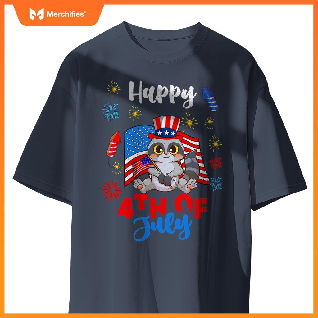 american usa patriotic 4th of july raccoon T-Shirt