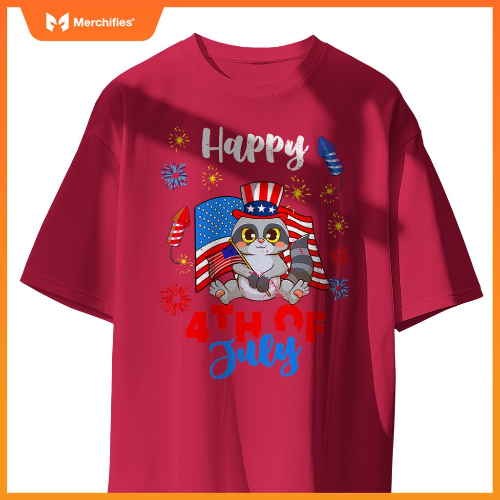 american usa patriotic 4th of july raccoon T-Shirt