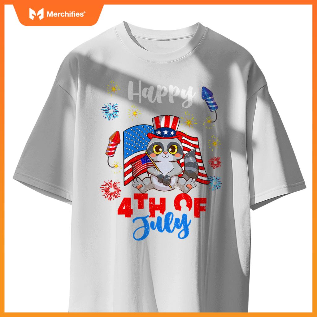 american usa patriotic 4th of july raccoon T-Shirt