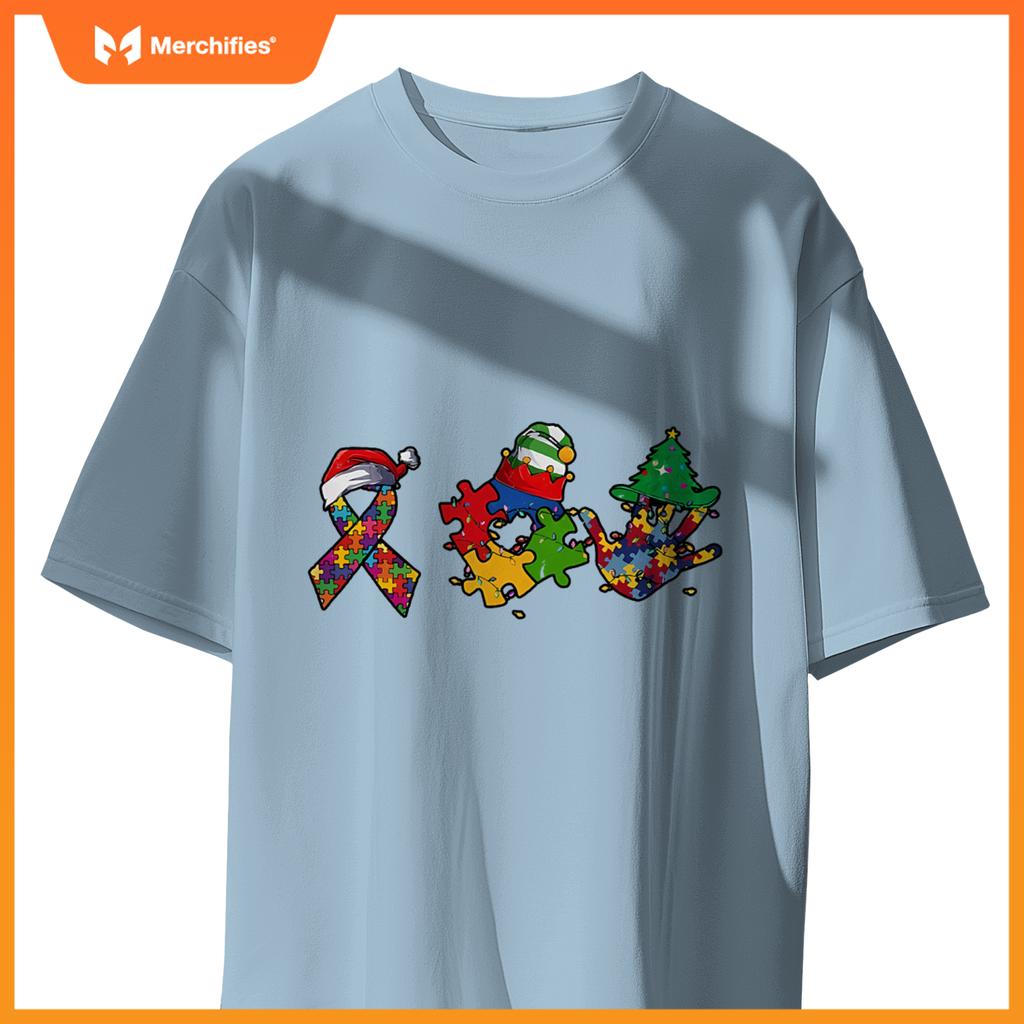 Autism puzzle pieces christmas lights teacher asd awareness