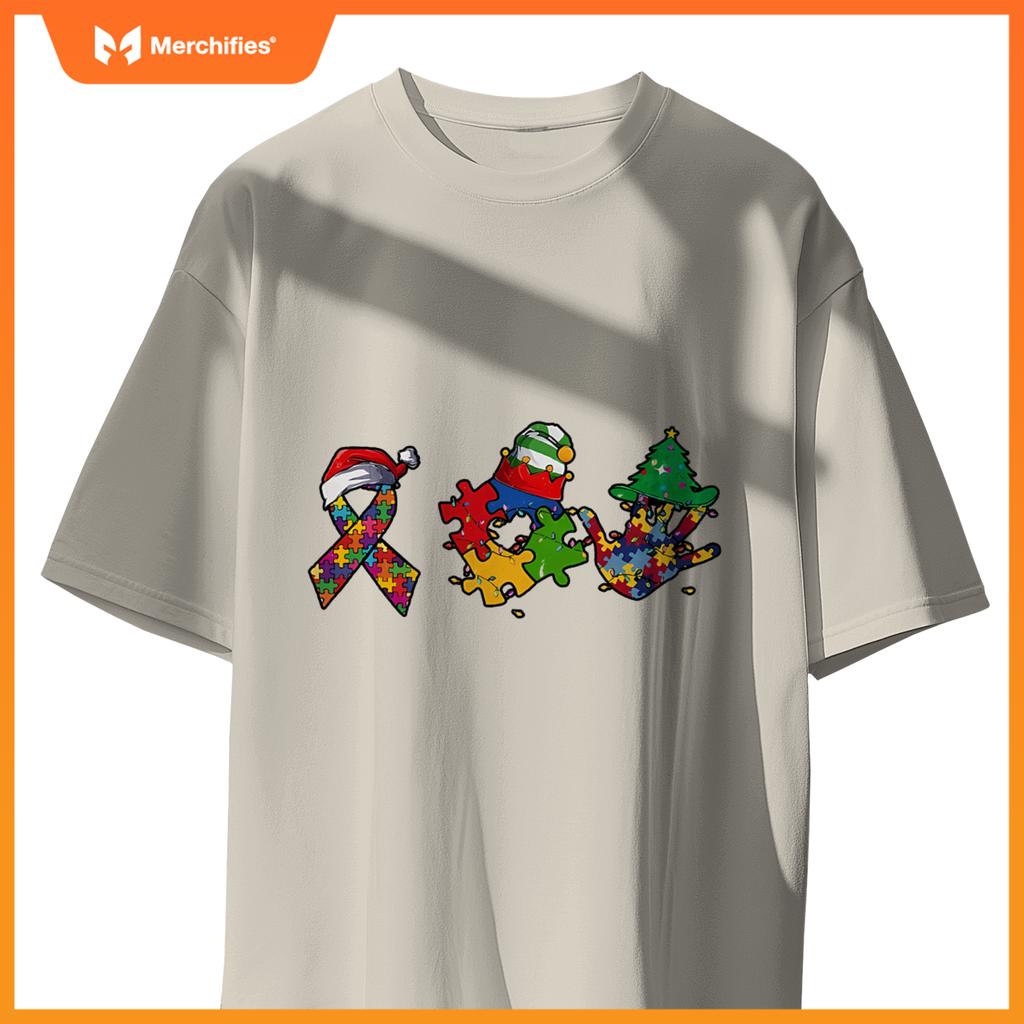 Autism puzzle pieces christmas lights teacher asd awareness