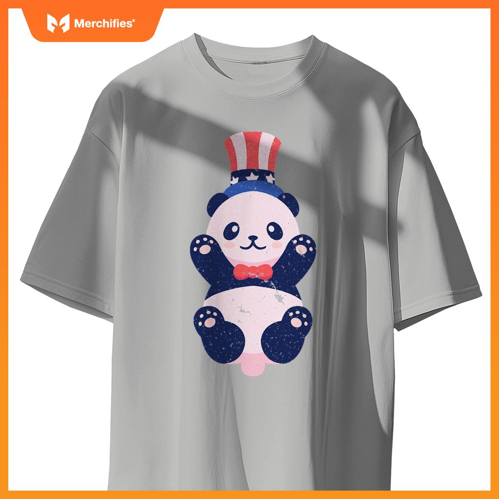 baby panda bear american usa flag hat 4th of july patriotic T-Shirt
