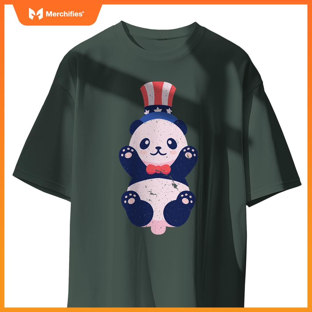 baby panda bear american usa flag hat 4th of july patriotic T-Shirt