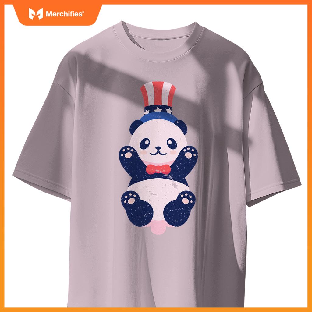 baby panda bear american usa flag hat 4th of july patriotic T-Shirt
